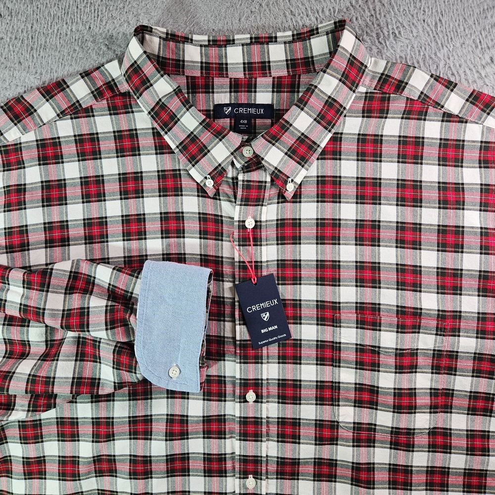 NEW Cremieux Shirt Men 4XB‎ Button Up long Sleeve Red White Plaid